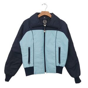 Vintage Skitique Snow Jacket Womens Medium Blue Insulated Full Zip Nylon Winter
